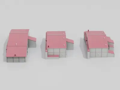 Aircraft Hangar Exterior Pack 2 Low-poly 3D model