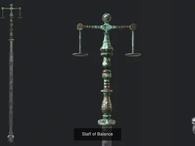 Low Poly Fantasy Stylish Staff Bundle 3D Model Pack