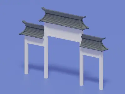 Cartoon Ancient Chinese Gate 3D model purchase