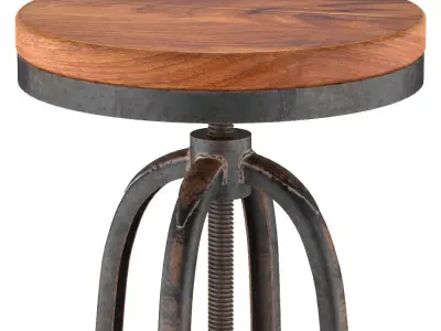 Oleg Industrial loft Iron Base Reclaimed Wood Bar Counter Stool 3D model