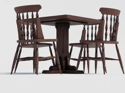 Dining Table Set 02 Low-poly 3D model