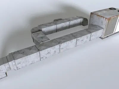 Rusty Rooftop AC hvac unit Low-poly 3D model
