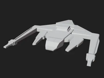 Futuristic Spaceship Low poly - 3D model Low-poly 3D model