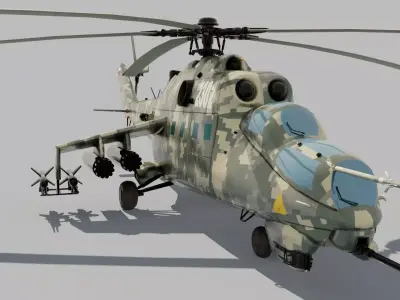 Mil Mi 24 Russian Helicopter Low-poly 3D model