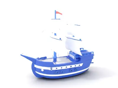 Blue Pirate Ship model pack Low-poly 3D model