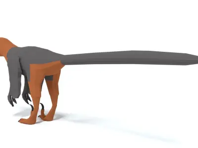 Low Poly Cartoon Achillobator Dinosaur Low-poly 3D model