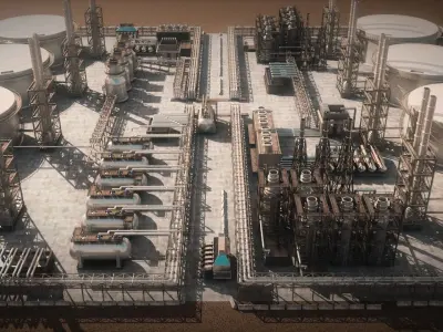 oil factory 3D model purchase