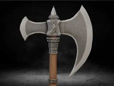 Viking - Medieval OneHand Battle Axe Low-poly 3D Model Low-poly 3D model