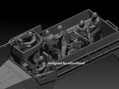 6 AMERICAN SOLDIER IN HALF-TRACK ACTION 3D print model