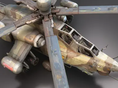 Russian Mi28 Havoc attack helicopter Low-poly 3D model