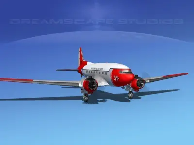 Douglas C-47 Dakota USAF V07 3D model