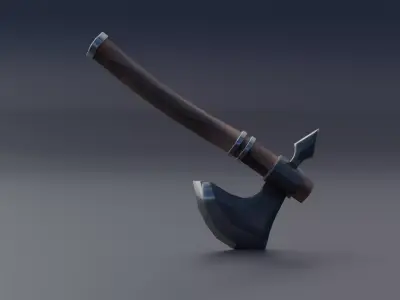 Battle axe Low-poly 3D model 4