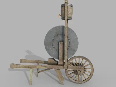 Medieval Grindstone Low-poly 3D model buy