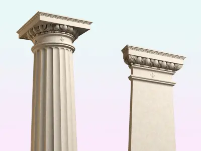  Doric  column with pedestal and entablature  on Vignola 3D model