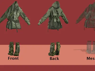 Army Female Outfit PLUS Video Tutorial 3D model