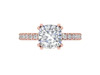 Cushion Solitaire Engagement Ring 3D print model buy