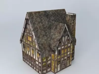 Low poly Tavern old tudor house Free 3D model