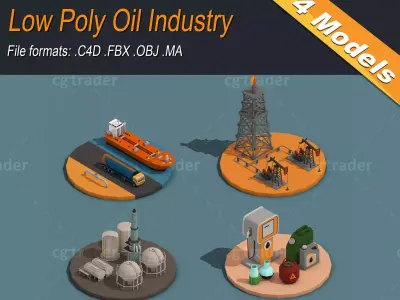 Low Poly Oil Industry Isometric Low-poly 3D model