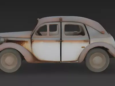 Classic Sedan Wreck 3D Model Low-poly 3D model