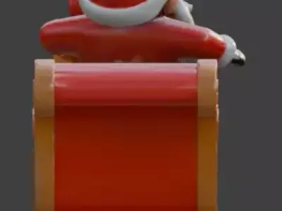 Title Stylized Santa Claus Sleigh 3D Model Low-poly 3D model