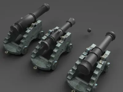 Naval Cannons Low-poly 3D model