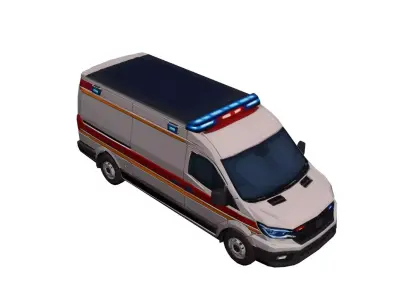 Low Poly Generic Ambulance Vehicle Model PBR Texture Low-poly 3D model