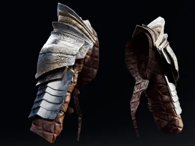 Female Knight Shoulder Armor Set LowPoly  Low-poly 3D model