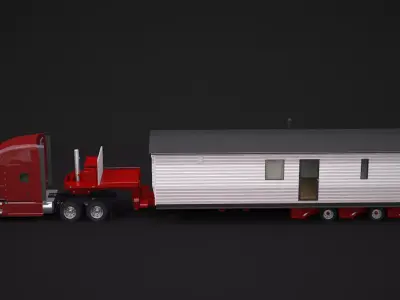 US Semi-Truck and House Trailer 3D model
