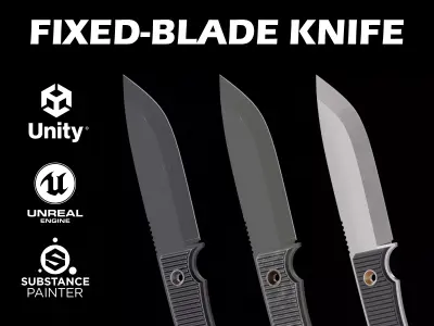 Fixed Blade Knife Lowpoly Gameready  Free low-poly 3D model