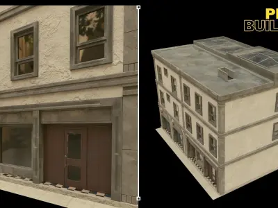 Building PBR 02 -Low-poly 3D model- old town collection 3D model
