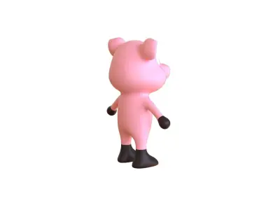 High-Quality 3D Cute Pig for Games Low-poly 3D model