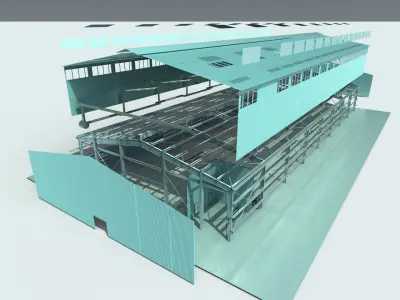 large industrial hangar 3D model