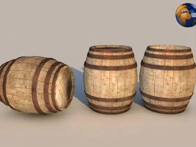 Medieval Barrel 3D Model Low-poly 3D model
