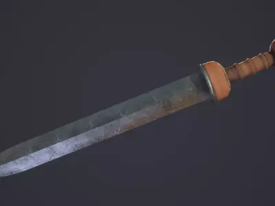 Gladius sword with wooden handle Low-poly 3D model