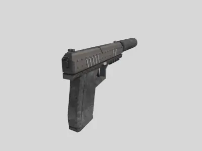 low poly no brand handgun 2 Low-poly 3D model