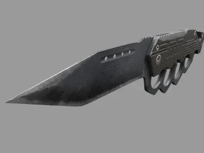 Black folding knuckle knife Low-poly 3D model