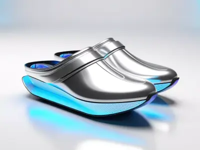 Futuristic Metallic Cyber Clogs 3D model