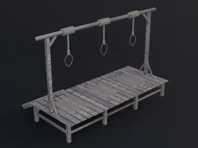 Scaffold Medievalprops - Game Ready - Low Poly PBR 3D Model Low-poly 3D model