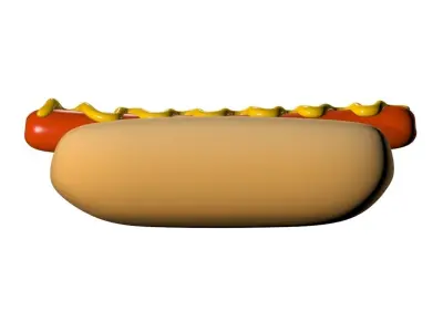 Hotdog Bread Roll Bun Sandwich model 3D model
