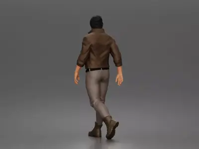 Urban explorer walking in beanie jacket fitted pants and boots 3D print model