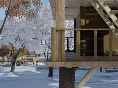 Winter Village Scene 3D model purchase