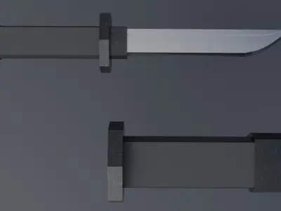 Samurai katana and dagger Low-poly 3D model