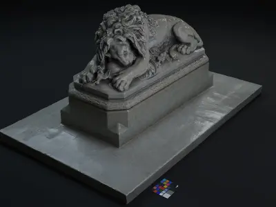 Lion Statue E PBR 4K Free low-poly 3D model