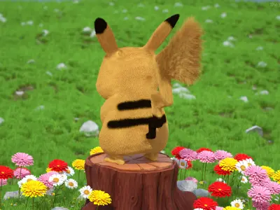 Cartoon Pikachu Character Fur 3D model