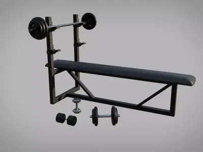 Gym lifting bench Low-poly 3D model