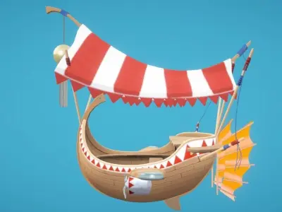 Flying Merchant Ship Low-poly 3D model