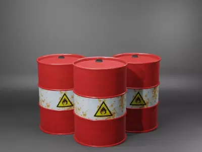 Oil Barrel Low-poly 3D model 2