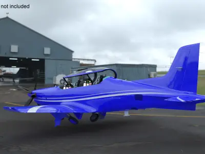 Training Aircraft Blue Rigged for Maya 3D model