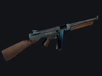 World War 2 Thompson Gun Low-poly 3D model