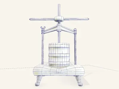 Antique Wine Press Low-poly 3D model